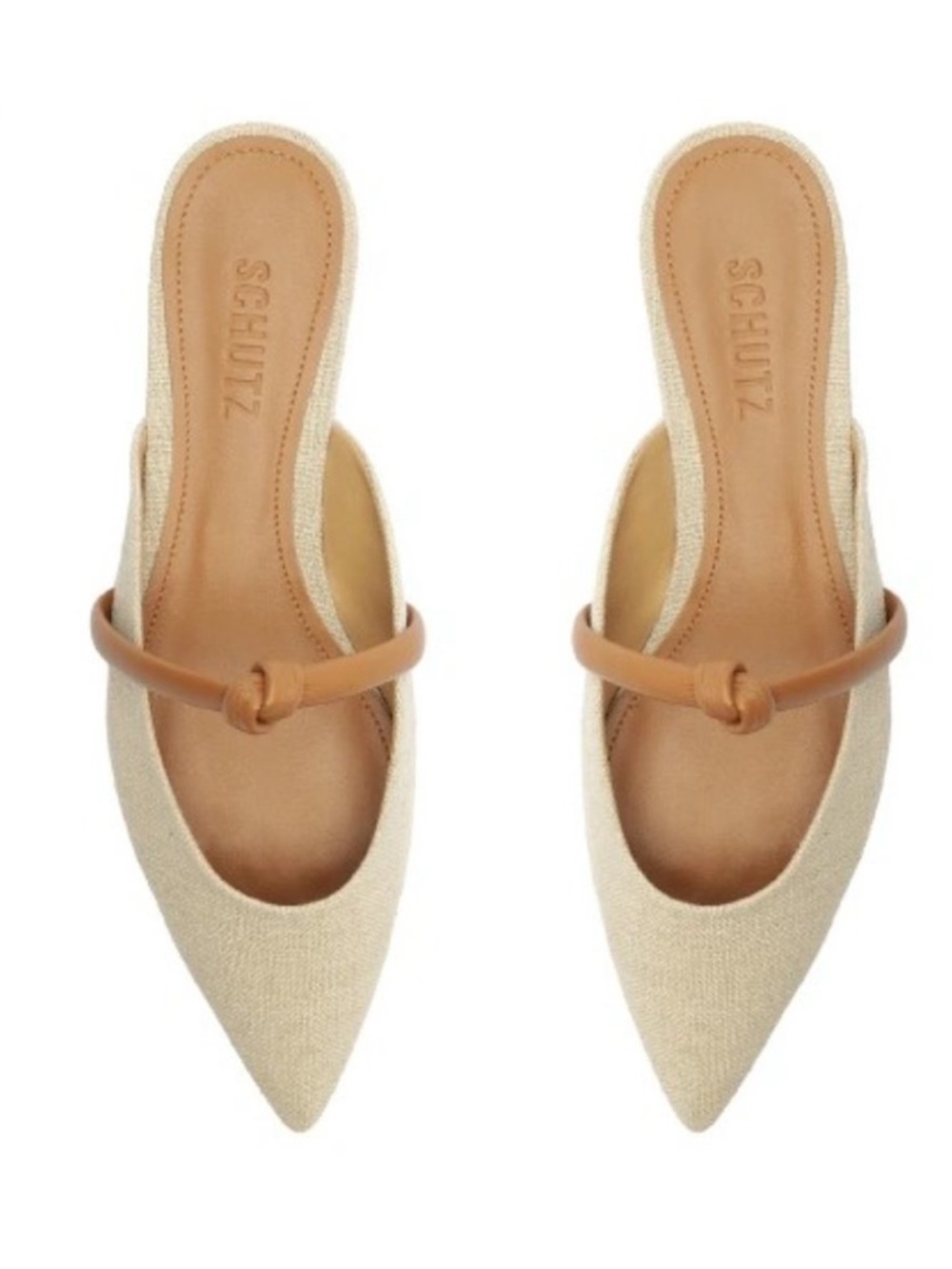 New Schutz Pearl Casual Linen Fabric Flat Slip on Leather lining & outsole 7.5